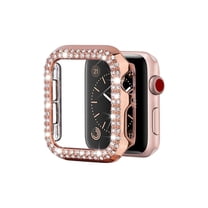 Entronix Smartwatch Protective Case Compatible with Apple Watch Series Ultra 3/2/1, 49mm — Snap On Rhinestone Crystals Guard Bumper Full Coverage with Built-In Screen Protector, Rose