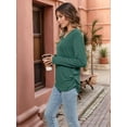 thumbnail image 5 of Womens Long Sleeve Shirts V Neck Casual Tops Loose Dressy Basic Fall Fashion Trendy Outfits Winter Clothes Green L, 5 of 7