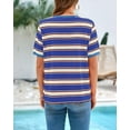 thumbnail image 3 of FreshPretty Womens Summer Tops Crewneck Short Sleeve Striped T Shirts Casual Loose Lightweight Color Block Basic Tee, 3 of 6
