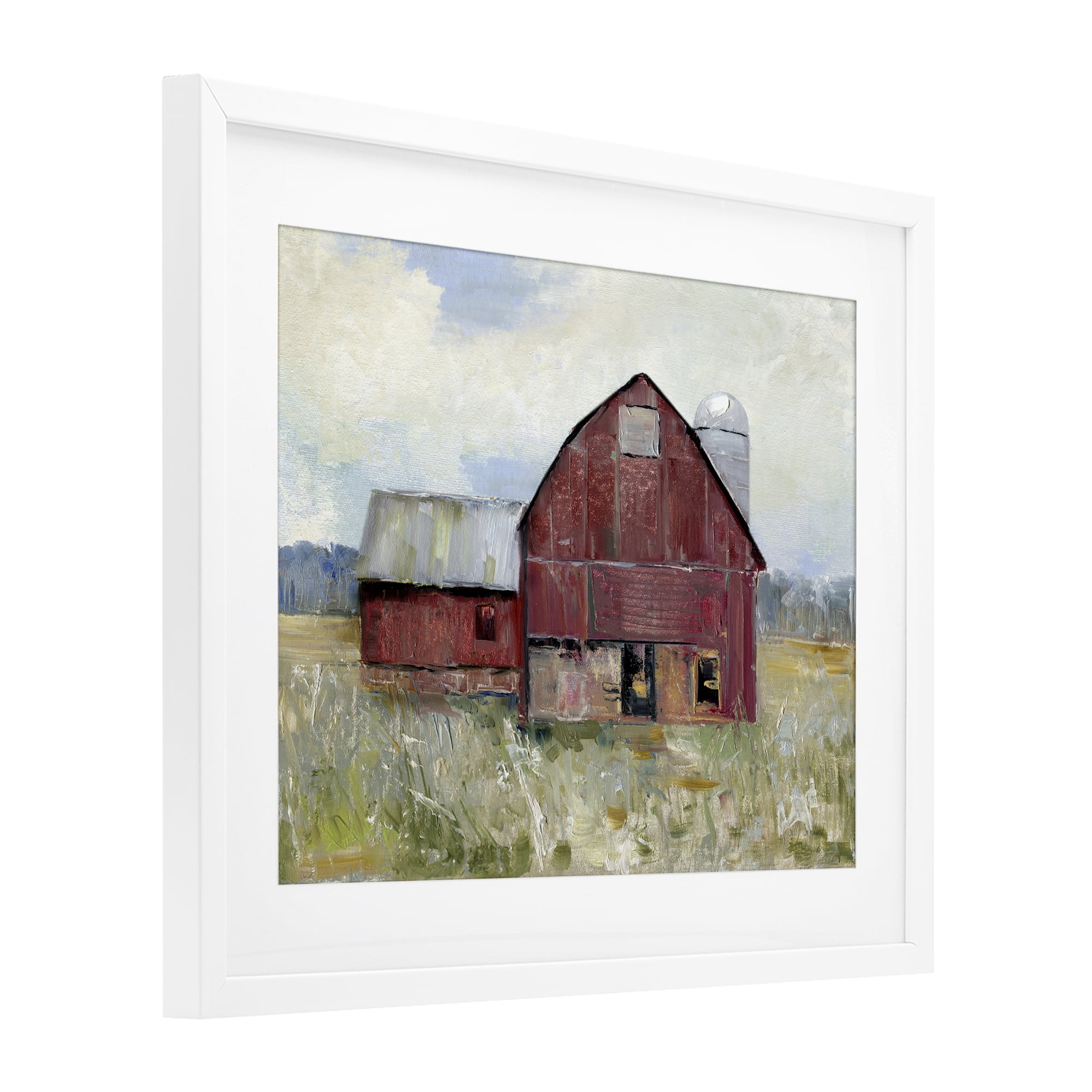 Stupell Industries Red Rugged Barn White Framed Print Under Glass, design by Sally Swatland