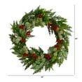 thumbnail image 2 of Nearly Natural Cedar Eucalyptus Berries Plastic Unlit Wreath, 24" (Green), 2 of 4