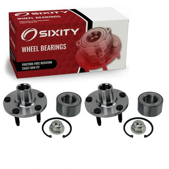 Sixity Auto 2 pc 518517 Front Wheel Bearing Hub Assembly compatible with Ford Edge 2007-2010, for Lincoln MKX 2007-2010 - 5 Lug Non-ABS