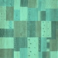 thumbnail image 1 of Ahgly Company Machine Washable Indoor Square Patchwork Turquoise Blue Transitional Area Rugs, 8' Square, 1 of 4