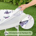 thumbnail image 5 of Purple Flower Butterfly Pattern Round Fitted Tablecloth with Elastic Edge,Dining Table Cover Waterproof,Outdoor Round Tablecloth for Camping,Dining,Indoor and Outdoor, 5 of 7