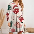 thumbnail image 5 of WTOBBY Women's Holiday Printed Dress Loose V-Neck Long Sleeve Casual Christmas Party Wear with Festive Theme Pattern for Seasonal Occasions,Pink L, 5 of 6