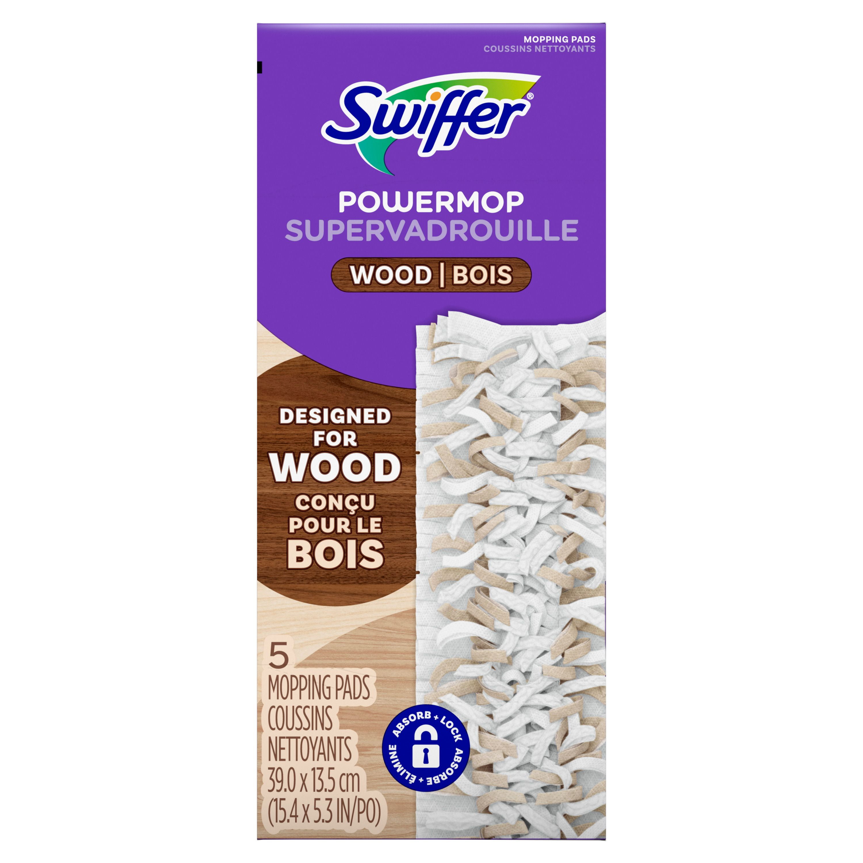 Swiffer PowerMop Wood Mopping Pad Refills for Floor Cleaning, 5CT