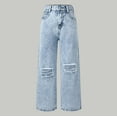 thumbnail image 2 of MEZZALL Child Distressed Snowflake Wash Wide Leg Jeans Teen Girls Comfortable Stretch Denim Trousers With Ripped Details And Flared Fit Leisure Slacks, 2 of 9