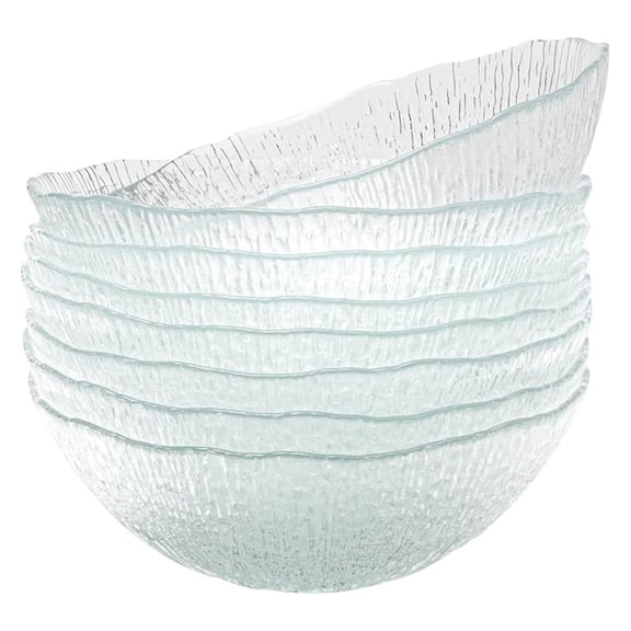 Soup Bowls 6.5 Inch, Glass Salad Bowls Set of 6, Textured Glass Bowls for Cereal, Dishwasher Safe Dinner Bowls for Home & Restaurant