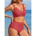 thumbnail image 5 of Bikini Sets for Women Scalloped Trim Swimsuits High Waisted Tummy Control Two Piece Bathing Suits 2025, 5 of 6