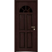 Front Exterior Prehung Glass Steel Door 36 x 80 inches Left-Hand Inswing / Ballucio 1788 Dark Brown Oak / Panel Inserts Single Classic Painted White