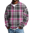 thumbnail image 3 of Nokdvo Waffle Long Sleeve Polo Shirts for Men Collared Quarter Button Polo Waffle Knit Plaid Pullover Lightweight Big and Tall Relaxed Fit Comfort Clothing,Light pink 2XL, 3 of 4