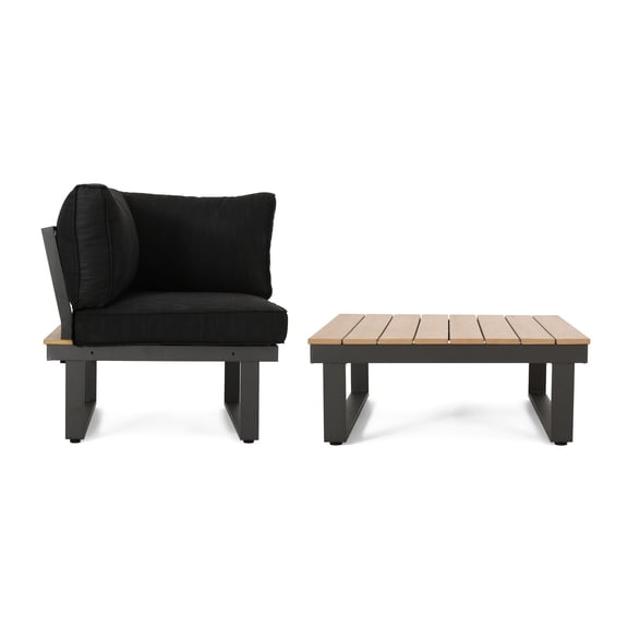 Faux wood design - Water-resistant - Courtyard gathering - Lightweight sectional with corner seat