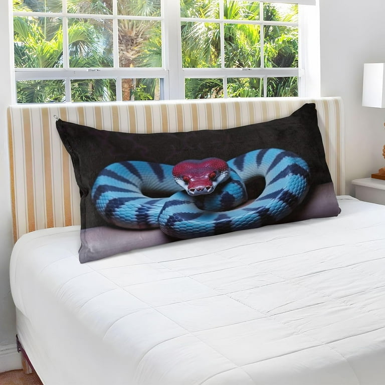 Hyjoy Blue Patterned Snake Body Pillow Cover with Zipper Soft and Cozy Fuzzy Fleece Body Pillow Case Cover 21 x 54 in Plush Long Body Pillow Pillowcase for Fall and Winter Walmart