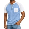thumbnail image 2 of Dxzfnsa Men's Shirts Mens Short Sleeve Cotton T-Shirts Pocket Button Pullover Tops Lightweight Casual Solid Color Basic Tees, 2 of 5