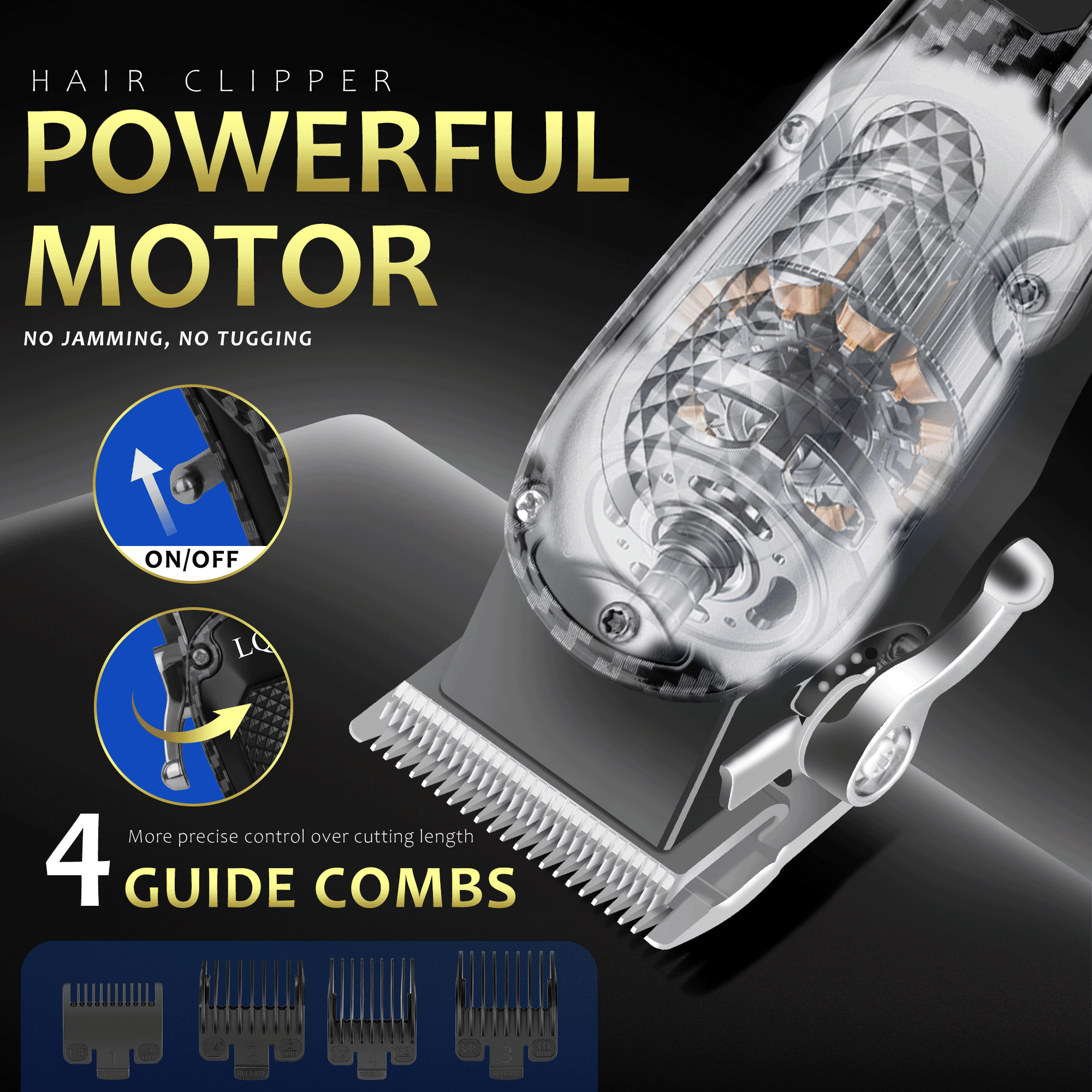 LQT  Professional Hair Clipper Kit for Men，Hair Clipper，Hair Trimmer & Beard Electric Razor Kit，sufficient battery life，Cordless Motor, LED clearly displays working status,Adjustable Fade