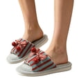 thumbnail image 4 of EKVAHL Cherry Slippers Cute Fuzzy Slippers for Women Girls with Bow Cozy Plush Indoor House Shoes Open Toe Bedroom Comfy Shoes Warm Non-Slip Home Slippers, 4 of 4