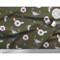 thumbnail image 3 of Soimoi Green Poly Georgette Fabric Arrow & Anemone Floral Printed Fabric 1 Yard 52 Inch Wide, 3 of 3