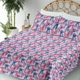 thumbnail image 3 of Ambesonne Marine Fitted & Flat Sheet with Sham 3 Pcs Set, Jellyfish Pattern Retro Art, Twin XL, Pale Pink Indigo and White, 3 of 5