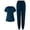 Dark Blue, variant on Scrub Sets for Women V Neck Short Sleeve Tops Scrubs Jogger Suit Pants Nurse Workwear Pocketed Medical Uniform