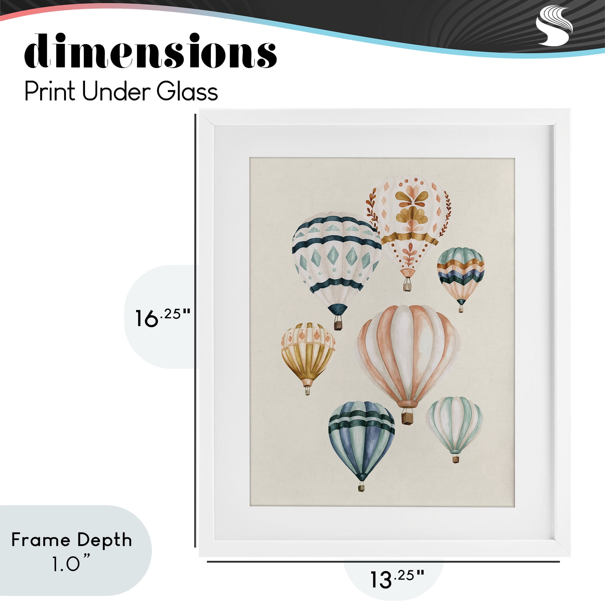 Stupell Industries Wanderlust Hot Air Balloons White Framed Print Under Glass, design by Bethany Sandoval