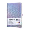 thumbnail image 2 of A5 Glitter Hardcover Dotted Notebook, 8.5x5.7 Inch Lined Journal Notebook, Lay-Flat Binding Elastic Band & Pen Loop, 192 Pages, 80 GSM Thick Paper, Purple Sparkle Cover for Office & Daily Use, 2 of 7