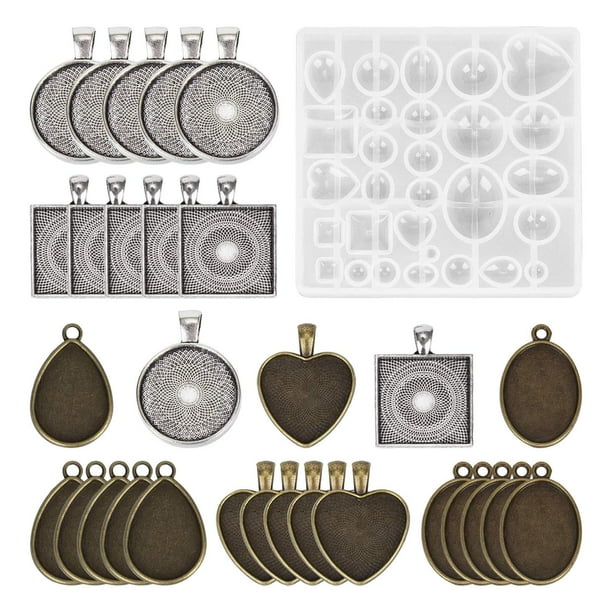 Molde de silicona para colgantes, pendientes decorativos, molde de resina epoxi. 31 piezas