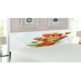 thumbnail image 2 of Cartoon Headboard, Cub Playing with Butterflies in the Meadow Joyful Lively Tiger Cat, Upholstered Decorative Metal Bed Headboard with Memory Foam, King Size, Orange Cream Green, by Ambesonne, 2 of 4
