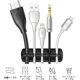 thumbnail image 3 of Organizador de escritorio con clips para cables - Paquete de 5 - Gestión de cables, bridas adhesivas de silicona para cables, almacenamiento de cables de escritorio para cargador/computadora/ratón/auriculares/cables telefónicos, etc. Rojo Verde, 3 of 5