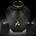 thumbnail image 4 of Ayyufe KC Gold Plated Rhinestone Heart M Letter Pendant Necklace Ring Bangle Earrings, 4 of 7