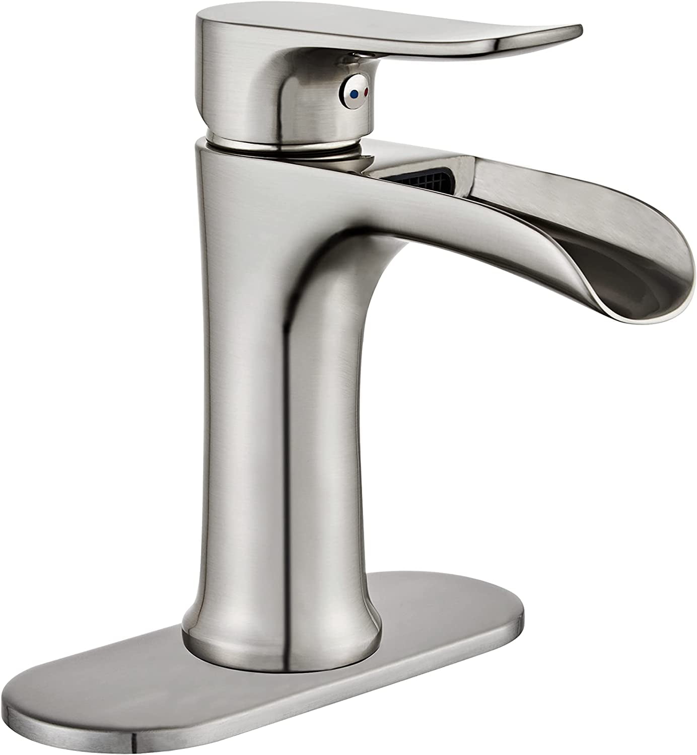 Yundoom Brushed Nickel Bathroom Faucet,Bathroom Sink Faucet,Waterfall Bathroom Faucet