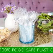 PLASTICPRO Disposable Plastic Forks Heavyweight Utensils Silverware, Clear, Pack of 100