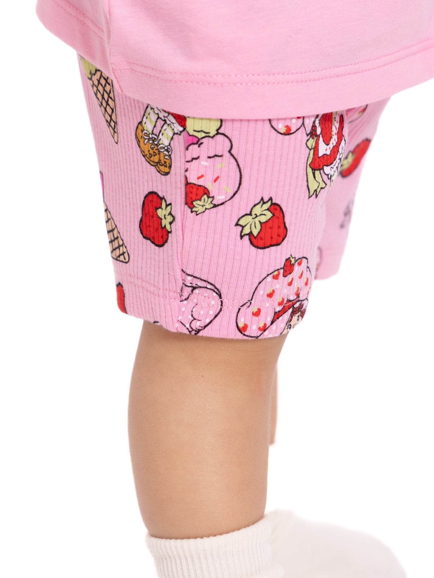 Strawberry Shortcake Baby Girls Short Sleeve Graphic Tee and Matching Bike Shorts Set, 2-Piece, Sizes 0/3M-24M