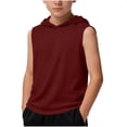 thumbnail image 3 of Rvasteizo Kids Long Sleeve Shirt Solid Sleeveless Hooded Crew Neck Tank Top for 5 to 15 Years Boys Girls Summer Sport Wear, 3 of 5