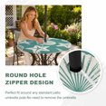 thumbnail image 4 of Round Outdoor Tablecloth with Umbrella Hole and Zipper, Green Coastal Starfish Tablecloth with Elastic Waterproof, Ocean Sea Shells Nautical Marine Patio Table Covers for 55" - 60" Pool Tables, 4 of 9
