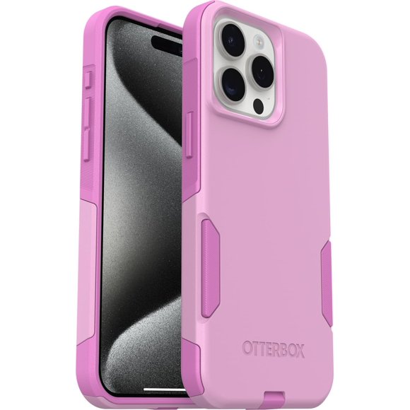 OtterBox iPhone 15 Pro Max Only - Commuter Series Case - Run Wildflower Pink - Slim & Tough - Pocket-Friendly - with Port Protection - Non-Retail Packaging