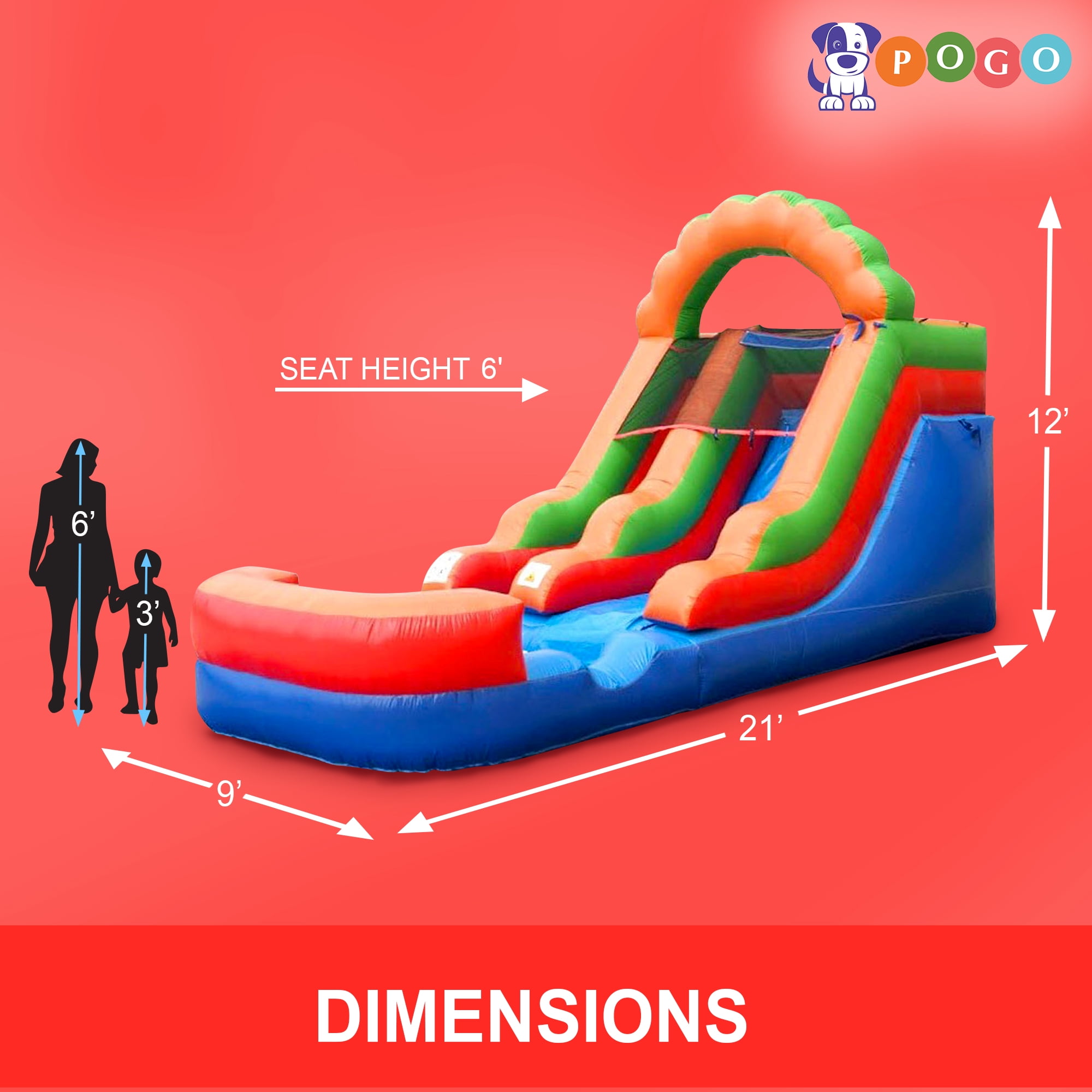 Pogo Bounce House Crossover Rainbow Duo, Kids Bounce House and Inflatable Water Slide