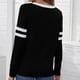 thumbnail image 4 of Pntutb moda mujer Casual manga larga cuello en V Patchwork señoras tops tops camiseta blusa Pntutb Pntutb-6074, 4 of 4
