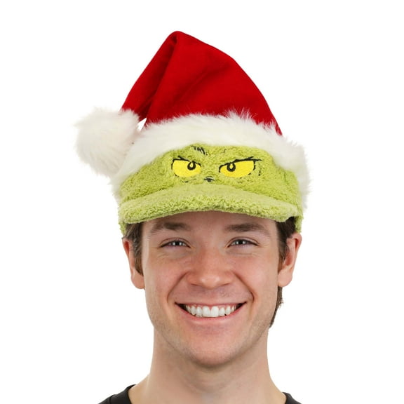 Dr. Seuss Adult Grinch Santa Fuzzy Cap
