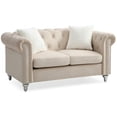 thumbnail image 2 of HomeStock Coastal Cottage Loveseat, 60" x 34" x 30" Jeweled Tufted Micro Suede with Pocketed Coil Seats for Comfort-Color:Beige, 2 of 5