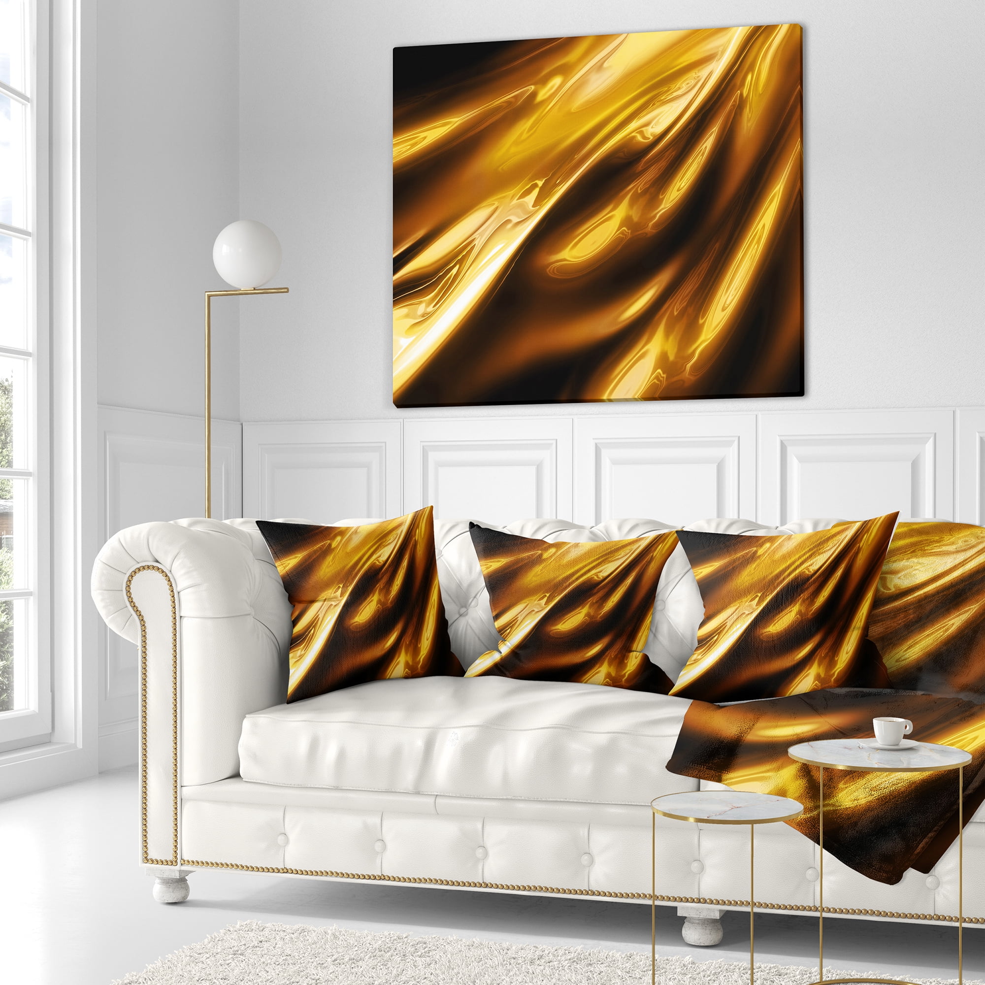Designart Liquid Gold Texture Pattern - Abstract Throw Pillow - 16x16