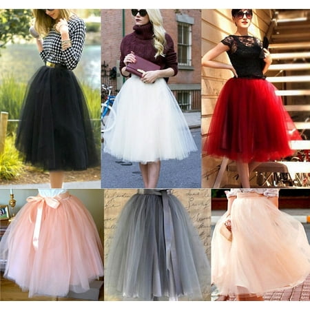 Fashion New 7 Layer Tulle Skirt Womens Vintage Dress 50s Rockabilly Tutu Petticoat Ball Gown