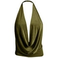 thumbnail image 2 of J. METHOD Women's Sleeveless Halter Neck Lightweight Low Cut Deep V Neck Sexy Draped Backless Top Blouse NEWT07 Glitter Gold M, 2 of 6