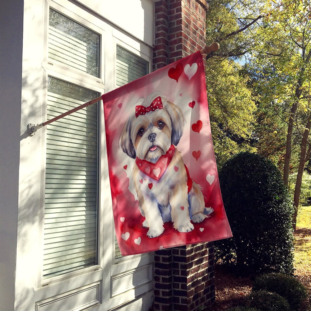 Lhasa Apso My Valentine House Flag 28 in x 40 in