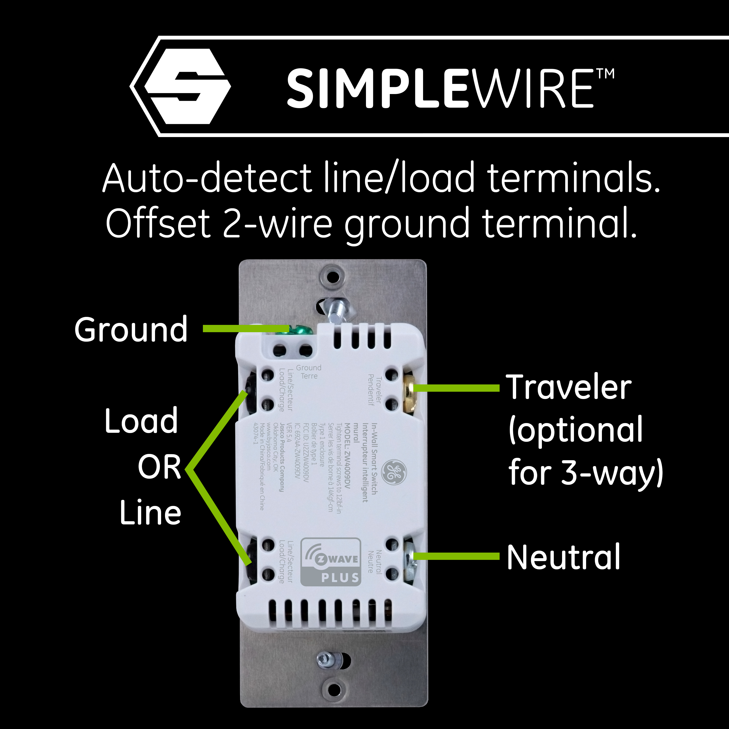 GE Enbrighten Z-Wave Plus Smart Toggle Switch, Z-Wave Hub Required, 43074,  White