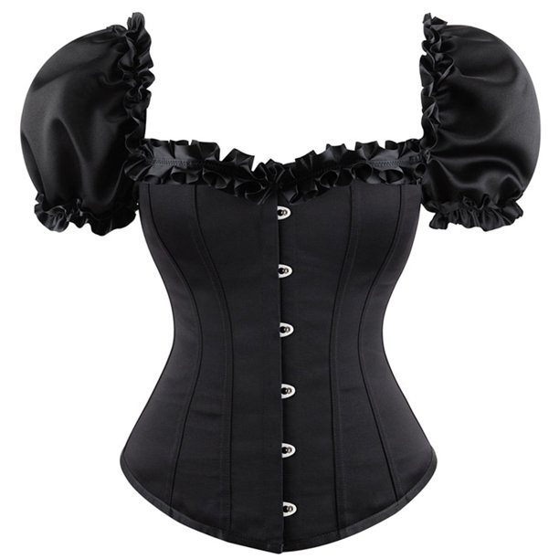 Faja moldeadora firme Herrnalise para mujer, corsé con mangas abullonadas sobre el busto, lencería, top gótico, vendaje, ropa interior erógena, color negro, regalo para el Día de la Madre.