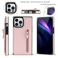 thumbnail image 2 of Crossbody Wallet Case for iPhone 15 Pro with RFID Blocking Card Slot Holder, Magnetic Flip Folio Purse Case, Premium PU Leather Zipper Handbag with Detachable Lanyard Strap, Pink, 2 of 10