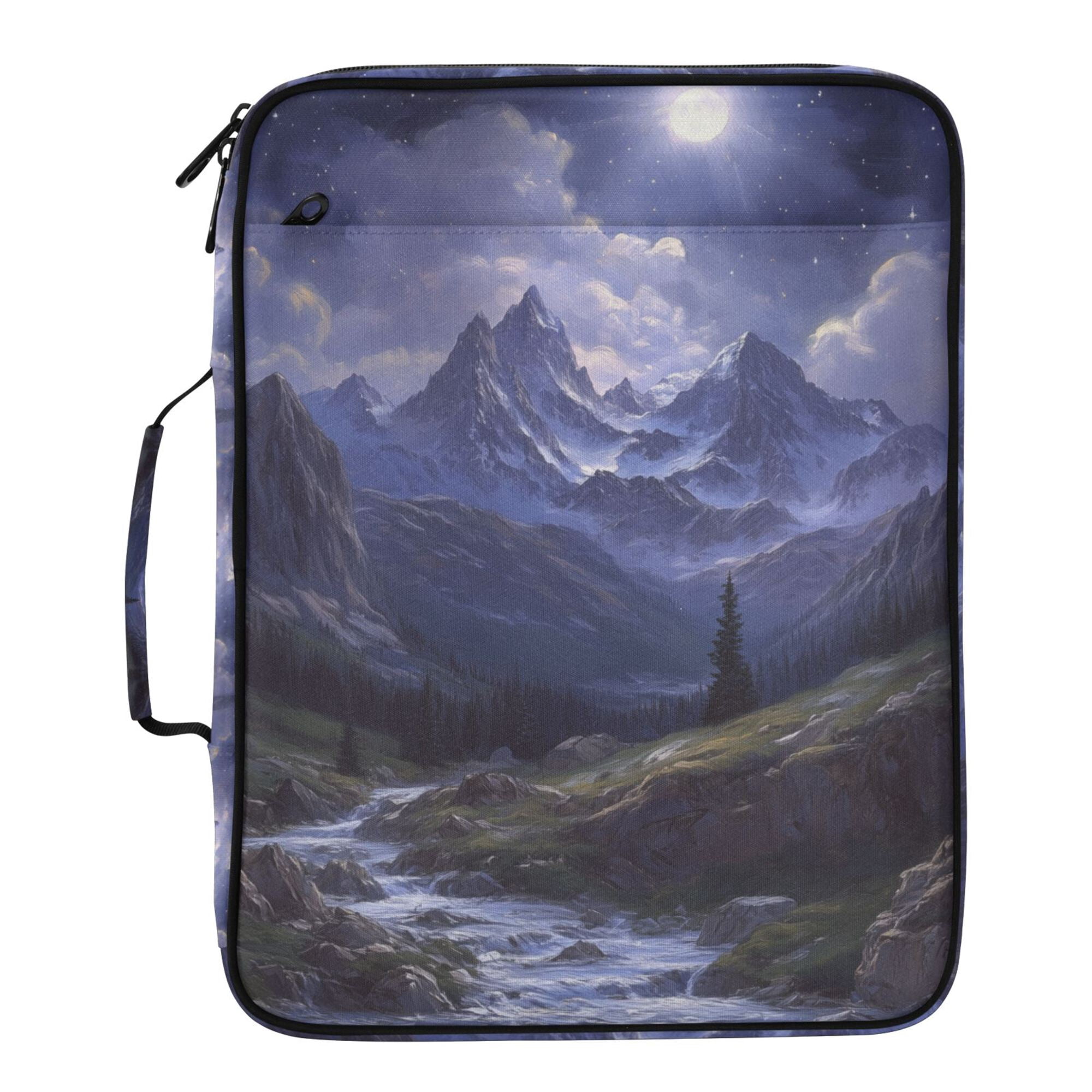 FORMRS Accordion File Folder A4 Size 7-Pocket Expanding Document Organizer Bag with 3 Ring Binder, Moonlight Mountain