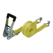 Hyper Tough Brand 2”x27 Tie down Straps with over Size Ratchet Handle 3333lbs, Work Load with DJ-Hooks Single Pack
