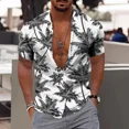 thumbnail image 1 of Men's Hawaiian coconut print Aloha button short sleeved shirt, 1 of 5