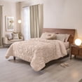 thumbnail image 5 of Vianney - Castilla Queen XL Comforter Set 5-Piece - Soft Beige Textured Leaf Motif - Breathable, Lightweight, All-Season Warmth and Cozy Layering, 5 of 6